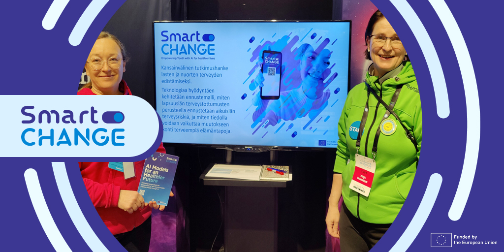 How can #AI support youth health? 
At  the #MobileLearning2025 in Jyväskylä 🇫🇮, SmartCHANGE showcased how AI-driven tools can promote #healthier lifestyles for #children &amp; #youth.

Thanks to JAMK's Piritta Asunta &amp; Tuija Tammelin for representing us!
🔗 tinyurl.com/2wpfew6s