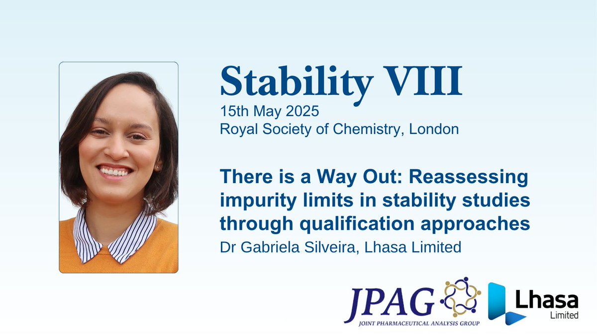 Meet the Lhasa speakers...

We are thrilled to be partnering with the JPAG - Joint Pharmaceutical Analysis Group to bring you this one day event focused on all areas of stability science

Join us! bit.ly/44iSqbt 

📅 15th May 2025 | 9:30 am - 4:30 pm 
📍 RSC, London