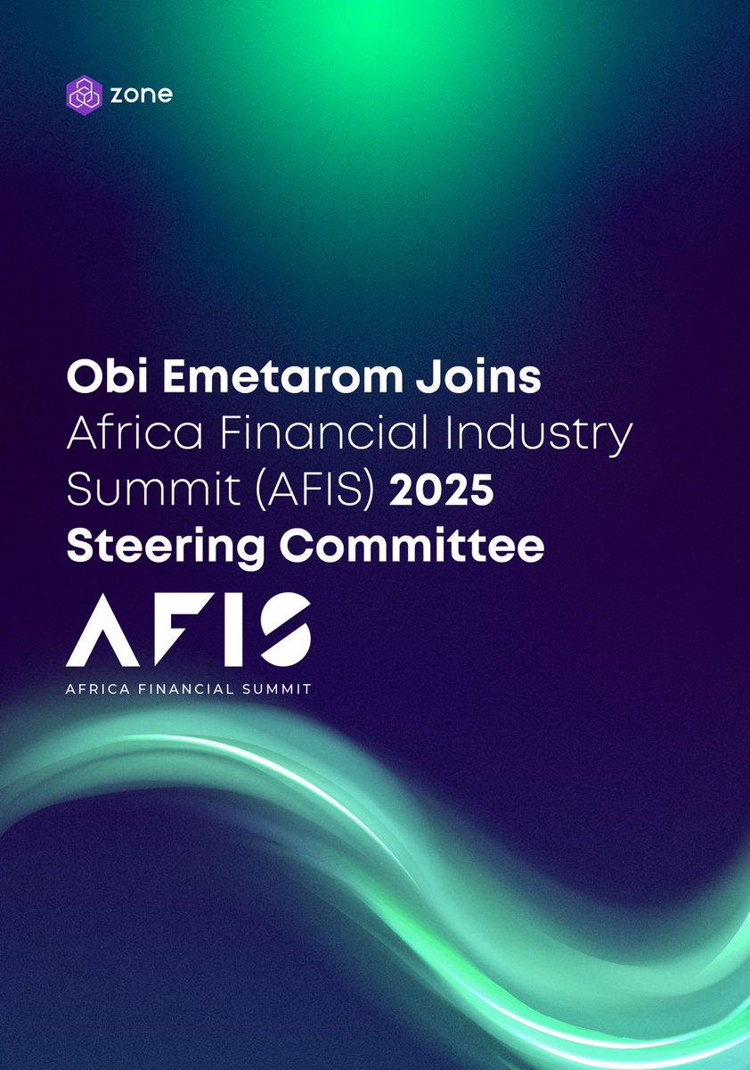Zone (@zonenetworkhq) on Twitter photo We're proud to share that our CEO & Co-Founder, <a href="/obi_emetarom/">Obi Emetarom</a> has been appointed to the AFIS 2025 Steering Committee! 🎉
He joins top voices shaping Africa’s financial future. This is another step in our journey to transform payment infrastructure across the continent. We're proud to share that our CEO & Co-Founder, <a href="/obi_emetarom/">Obi Emetarom</a> has been appointed to the AFIS 2025 Steering Committee! 🎉
He joins top voices shaping Africa’s financial future. This is another step in our journey to transform payment infrastructure across the continent.
