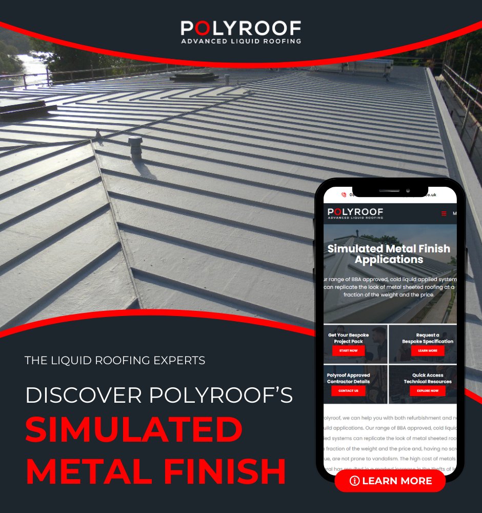 𝗔𝗿𝗲 𝘆𝗼𝘂 𝗹𝗼𝗼𝗸𝗶𝗻𝗴 𝘁𝗼 𝗿𝗲𝗽𝗹𝗶𝗰𝗮𝘁𝗲 𝘁𝗵𝗲 𝗮𝗽𝗽𝗲𝗮𝗿𝗮𝗻𝗰𝗲 𝗼𝗳 𝗺𝗲𝘁𝗮𝗹 𝘀𝗵𝗲𝗲𝘁𝗲𝗱 𝗿𝗼𝗼𝗳𝗶𝗻𝗴 𝗮𝘁 𝗮 𝗳𝗿𝗮𝗰𝘁𝗶𝗼𝗻 𝗼𝗳 𝘁𝗵𝗲 𝗰𝗼𝘀𝘁?

Discover Polyroof's Simulated Metal Finish: polyroof.co.uk/system-applica…

#flatroofing #roofingsolutions