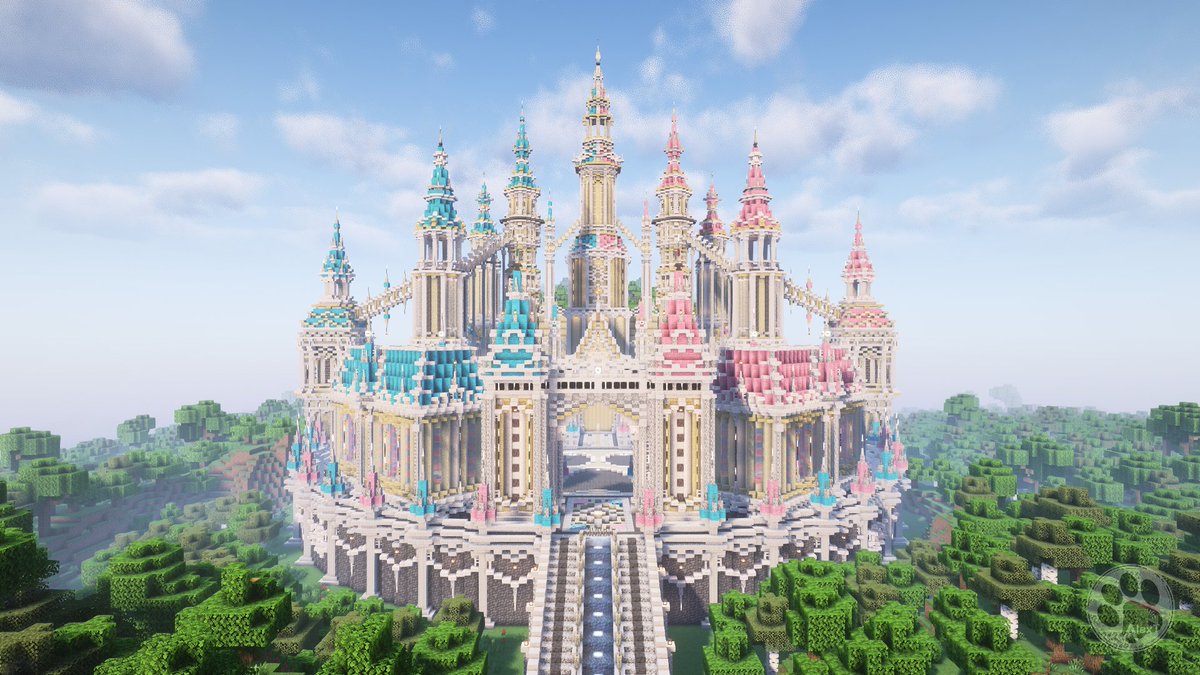 AlexT_Mo's tweet image. This time, I designed a building for Fuwawa and Mococo! It&apos;s called FWMCastle🐾

It has a cuter design featuring their main colors and a paw print plaza in the center

I wish FuwaMoco and Ruffians will like it!
#FWMCpix