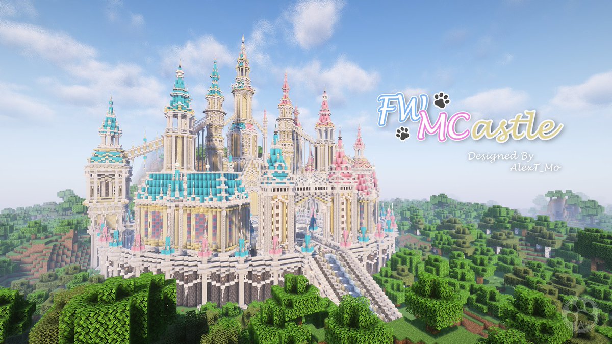 AlexT_Mo's tweet image. This time, I designed a building for Fuwawa and Mococo! It&apos;s called FWMCastle🐾

It has a cuter design featuring their main colors and a paw print plaza in the center

I wish FuwaMoco and Ruffians will like it!
#FWMCpix