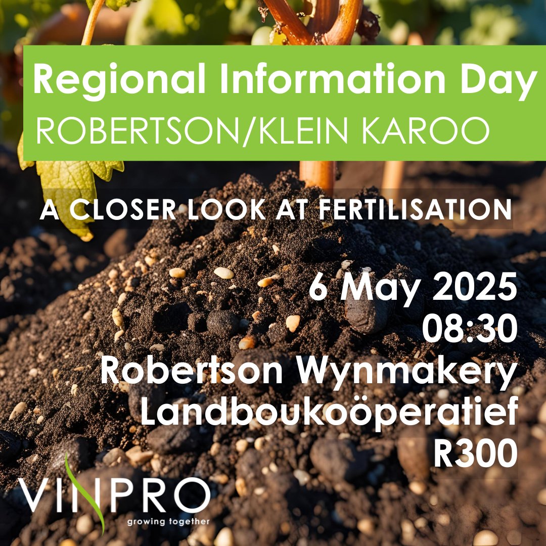 A CLOSER LOOK AT FERTILISATION

Discover all you need to know about the South African wine industry at the regional information days hosted by <a href="/Vinpro_za/">Vinpro</a> 
Buy your ticket here: sales.vinpro.co.za/event/vinpro-r…

For more info contact:
Marie-Louise - jansevr@vinpro.co.za, 023 626 3017