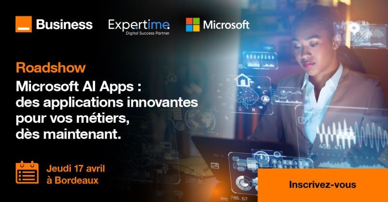 [SAVE THE DATE – J-2 – BORDEAUX]

🚀 Microsoft, Expertime et Orange Business vous donnent rendez-vous le 17 avril pour une matinée dédiée à l’IA générative et aux apps métiers.

📍 InterContinental Bordeaux
👉 bit.ly/3Yv5AOW

#IA #Microsoft #Expertime