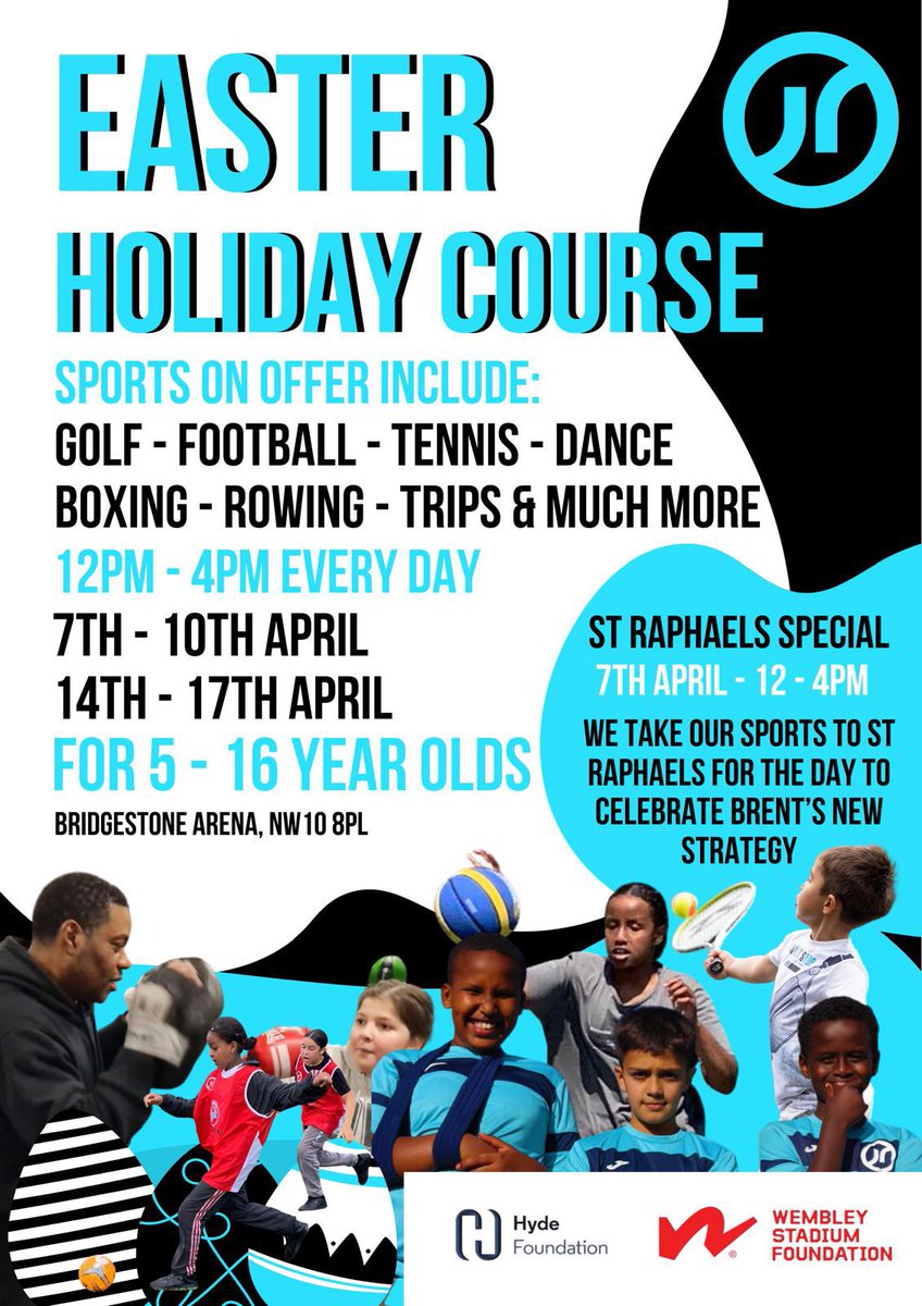 JasonRobertsFdn's tweet photo. Still time to get involved this Easter!

We’ve got 2 more days of action-packed fun at Bridgestone Arena; multi-sport sessions, trips, and more⚽️🏀🎾

Don’t miss out, come down and join us!

#JRF #EasterProgramme #BrentYouth #HolidayFun https://t.co/crkeT1ldNZ