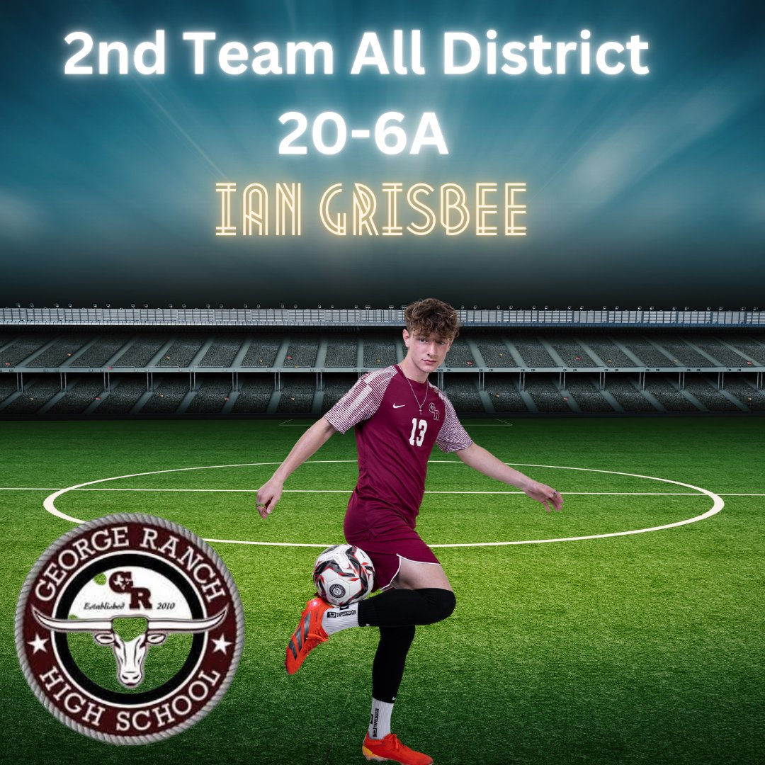 Congratulations to our All-District performers as selected by the Coaches of 20-6A.  Ian Grisbee closed out his Longhorn career with several key goals including a "kick-off" into the net against Foster. #WeAreGR