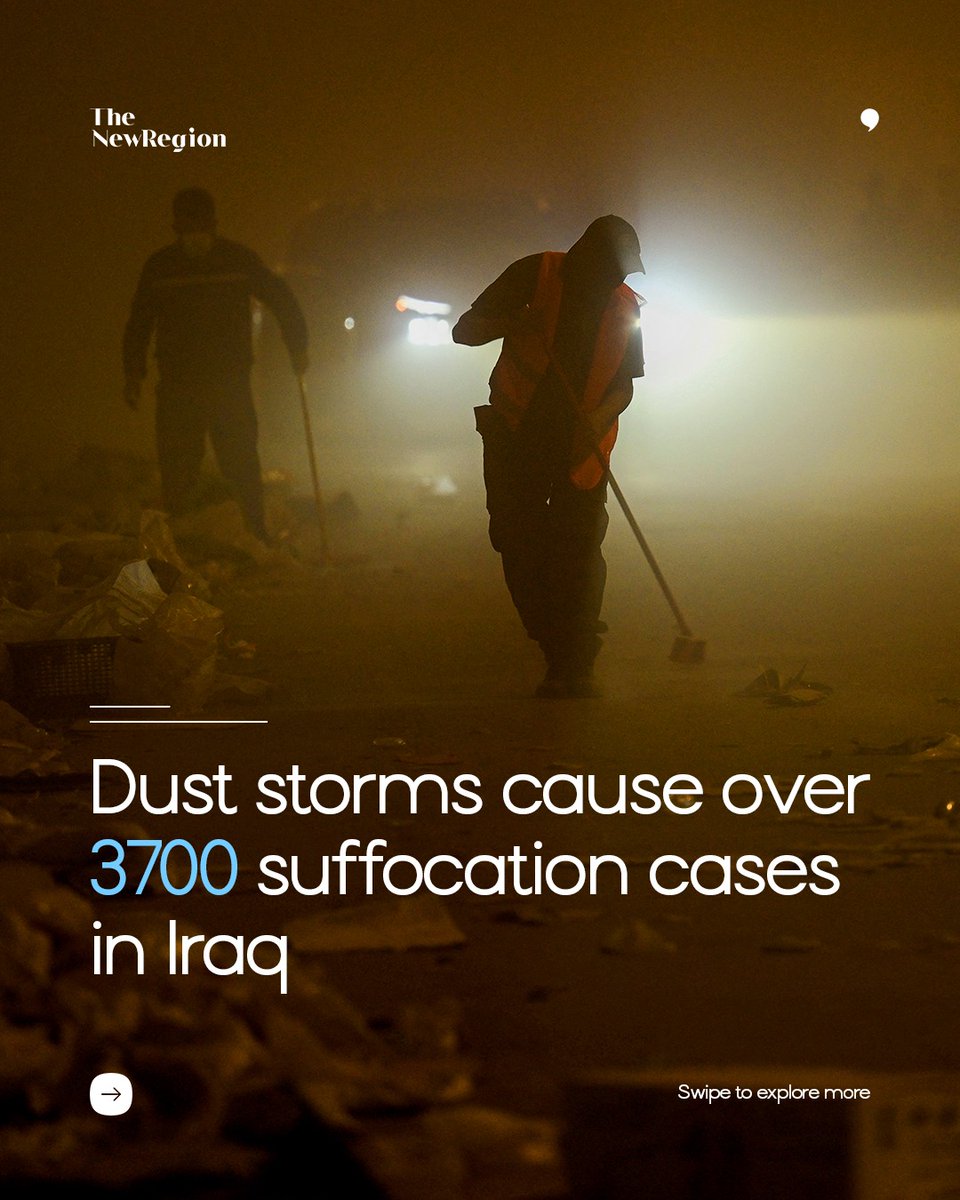 thenewregion's tweet photo. At least 3700 people have suffered from suffocation across seven provinces of Iraq as a result of a severe dust storm that has engulfed the country

📸: AFP https://t.co/KOD58Nkbw6