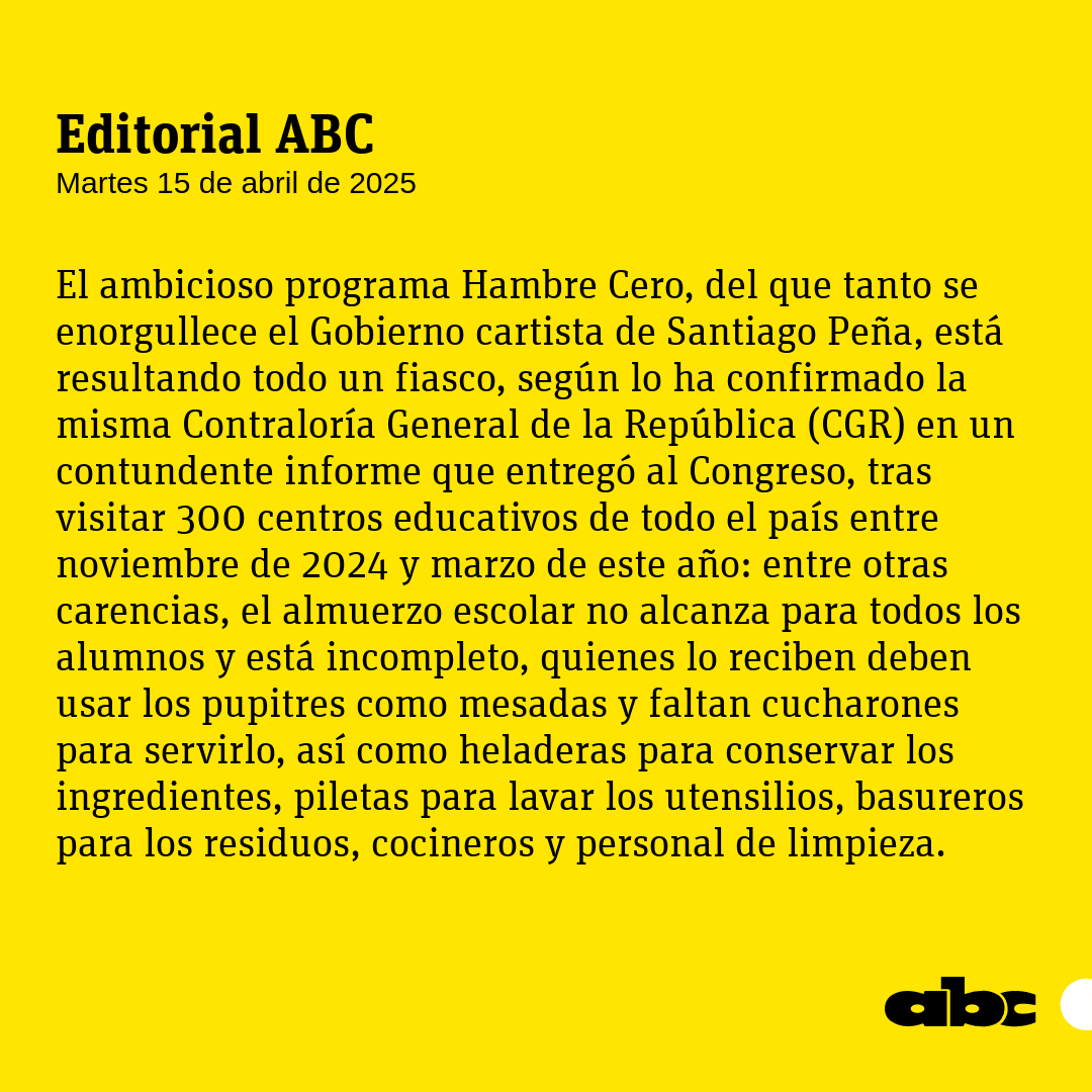 ABCDigital's tweet photo. #EditorialABC | "Hambre Cero está resultando un fiasco"
Leé más en: https://t.co/B5HYouDcGH
⭕️WhatsApp: https://t.co/zcjWhsOf0A https://t.co/MRuVCsN4B5