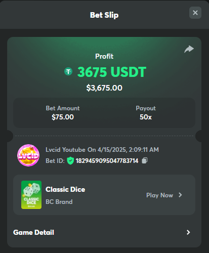 LvcidTG's tweet image. NICE LIL 50x ON DICE!!!

DROP YOUR BC GAME UID's BELOW!👇