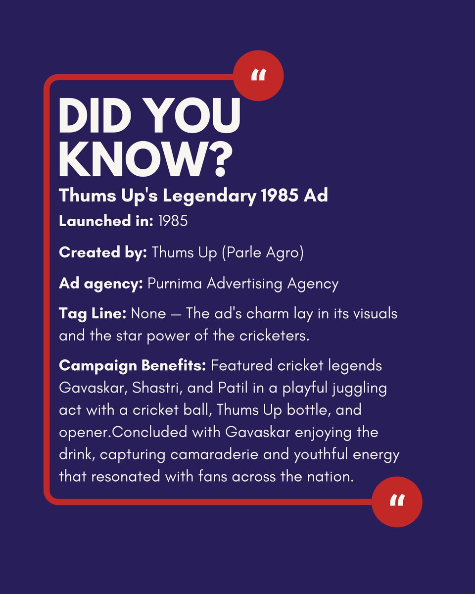 StringMediaByte's tweet photo. How Thums Up became India’s boldest cola brand!
Breaking down the legacy of “Taste the Thunder.”
#ThumsUp #CampaignStory #TasteTheThunder #Branding #MarketingTalk #SMBThreads https://t.co/fsOGzuyTiD
