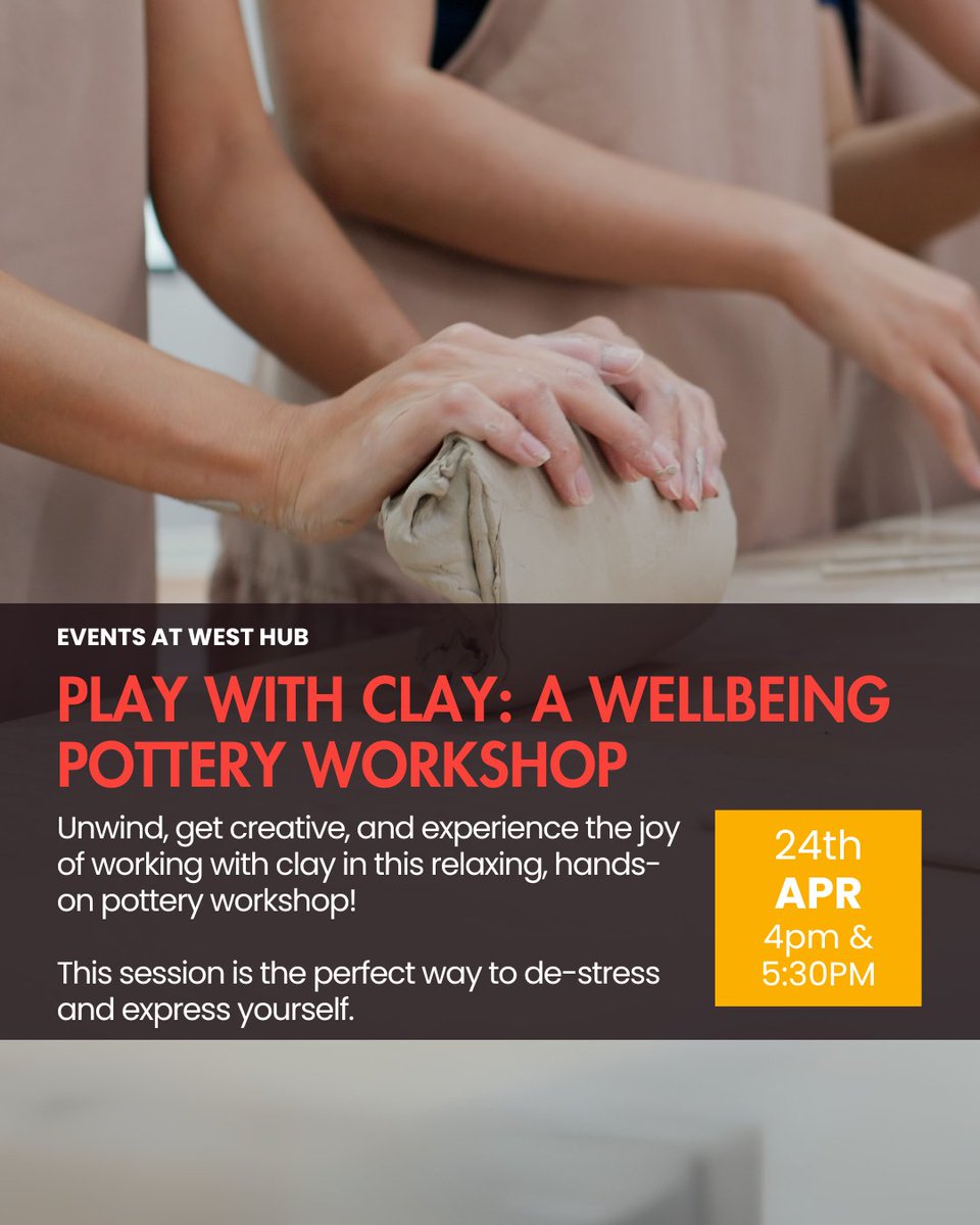 After the tremendous success of our first Play with clay work shop led by the amazing Rachel Thorley, we excited to bring to you more sessions of Play with Clay: A wellbeing pottery workshop

Unwind, get creative, and experience the joy of working with clay in this relaxing,