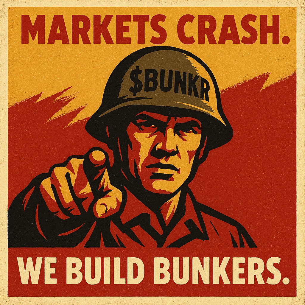 BunkrCrypto's tweet photo. Still trading support &amp; resistance?

We’re trading emotions, memes and panic buttons.  
Welcome to $BUNKR.

🪖 No TA  
🪖 No roadmap  
🪖 Just radiation

#BNB #CryptoDegens #BUNKR https://t.co/4AqXE2Ve2U