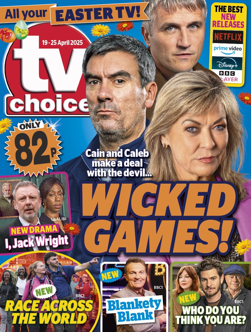 Our new issue is out now! Emmerdale is on the cover, and Cain and Caleb make a deal with the devil. Plus: all your Easter TV, including Who Do You Think You Are?, Blankety Blank, Race Across The World and I, Jack Wright. Enjoy!