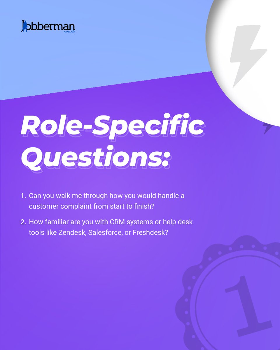 JobbermanGhana's tweet image. #trendingonjobberman
This job is trending. Here are two popular interview questions to keep in mind as you enter your next customer representative interview.
For more interview tips, visit brnw.ch/21wS04o
#jobbermanghana #jobhuntingtips #hiringtip #jobsinghana