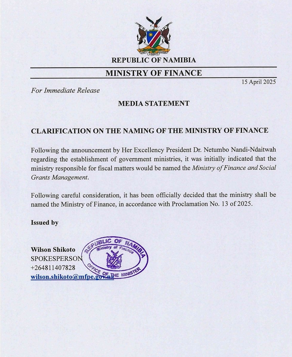 The official name is Ministry of Finance.