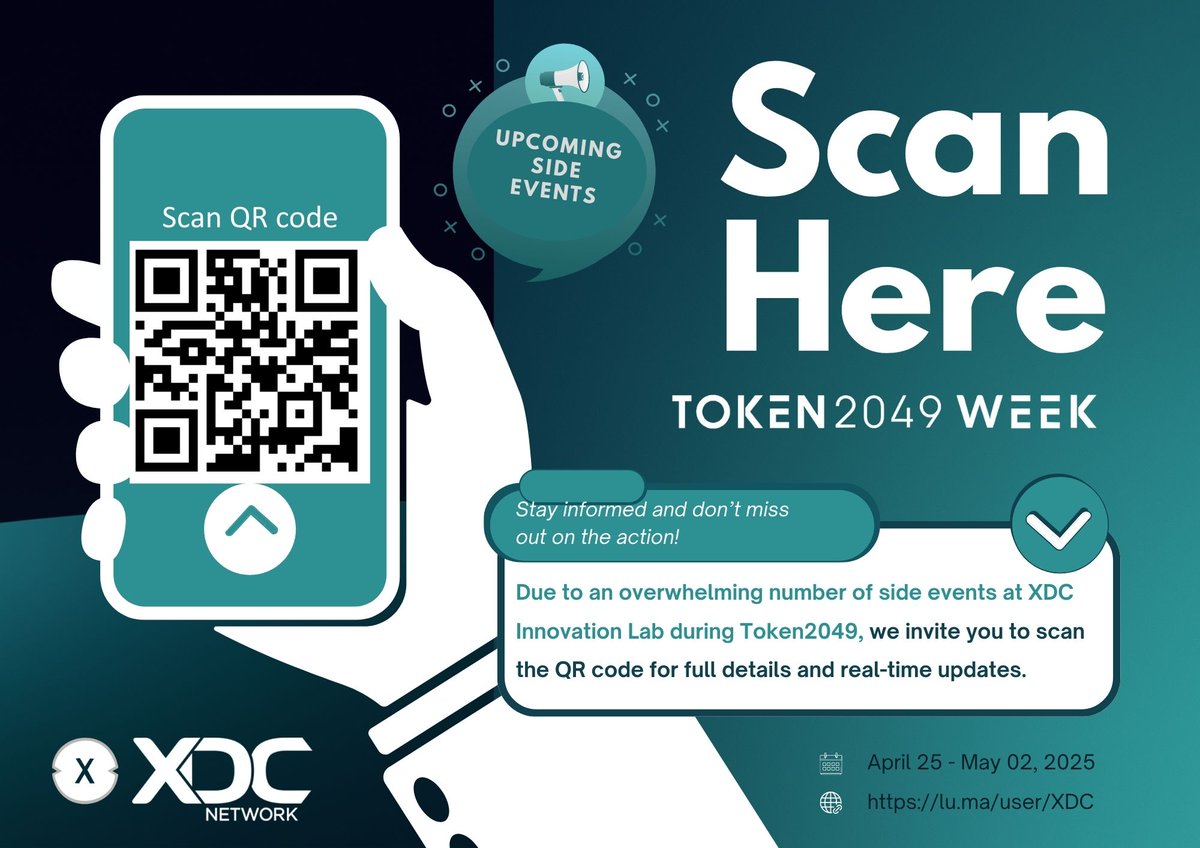 🚨 TOKEN2049 Week is Heating Up! 🔥

<a href="/XDC_Network_/">XDC Network</a> is bringing the energy all week long with exclusive side events you won’t want to miss! 🌐💥

🎯 From groundbreaking panels to hands-on demos and networking with the brightest in Web3 — it’s all happening at the XDC Innovation