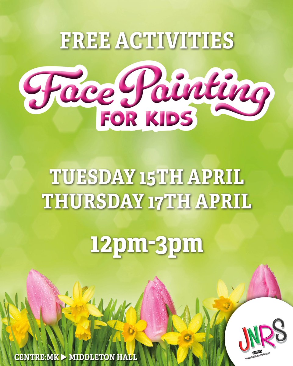 KEANDSONS's tweet photo. Half Term Easter Fair @centremk
🥚🌼 🐣💐 🐰 🌸 🐥
#MiltonKeynes #FamilyDayOut #Easter #HalfTerm #HalfTermActivities #Events #Funfair #Fair #CentreMk #Mk #Children #Amusements #Fun4AII https://t.co/4jJP89REUG