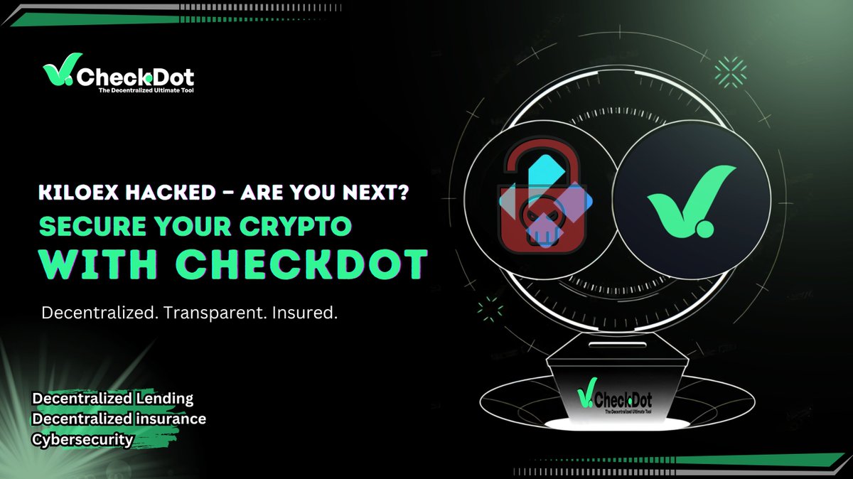 Checkdot_proto's tweet image. Another day, another DeFi exploit! This time it&apos;s KiloEx. 🚨

Millions gone in seconds.
Protect yourself before it&apos;s too late.
With #CheckDot app , you can insure your crypto assets using a fully decentralized, transparent protocol. Don&apos;t trust. Verify &amp;amp; Insure. 🎯

#DeFi |…