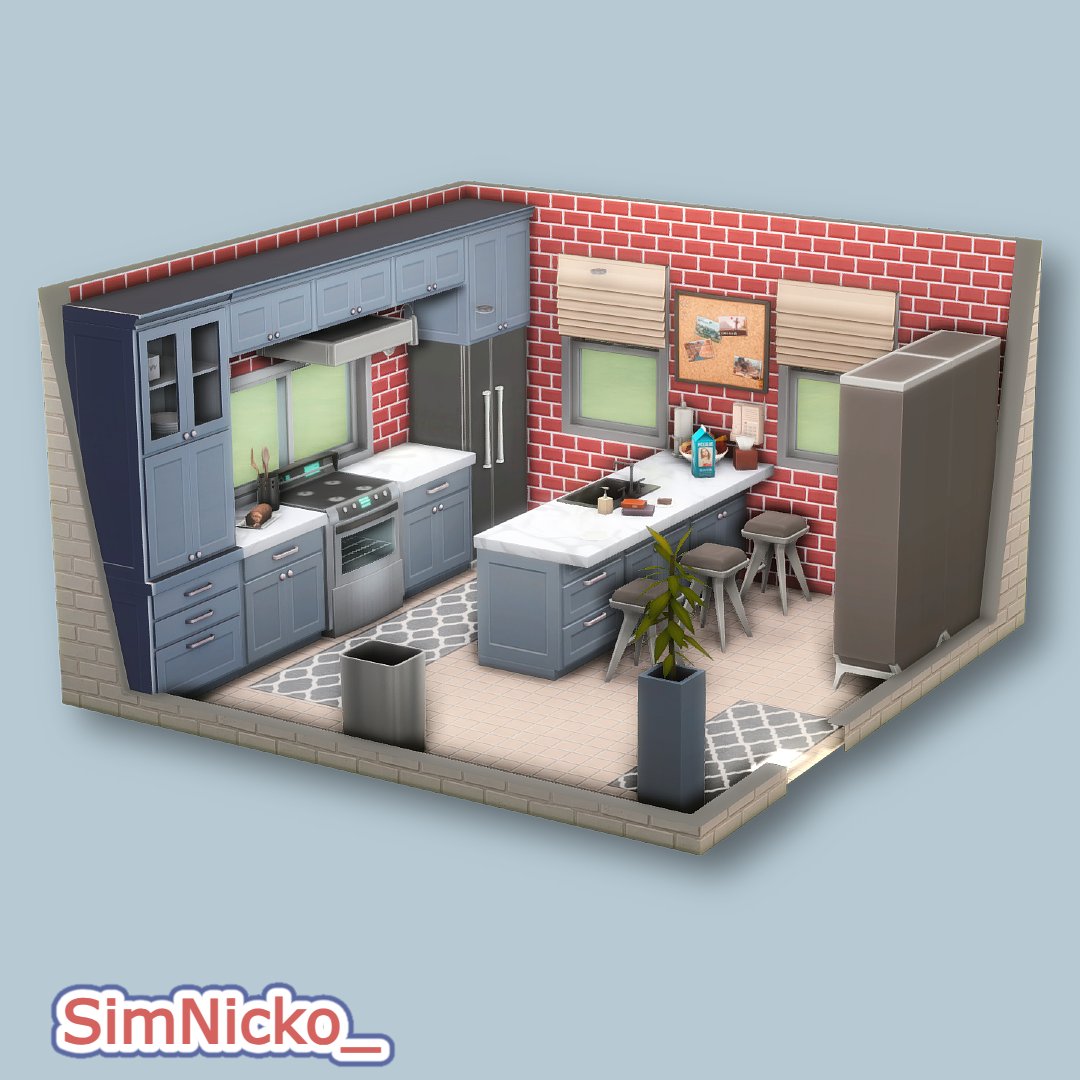 I built a cozy retro inspired kitchen using only the base game in the #sims4 #simsbuild