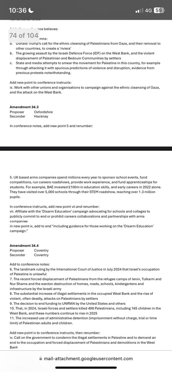 The legends at <a href="/DisarmEducation/">Disarm Education</a> managed to get their ammendment to the Palestine motion passed. Let's get the arms dealers out of our schools! #NEU2025