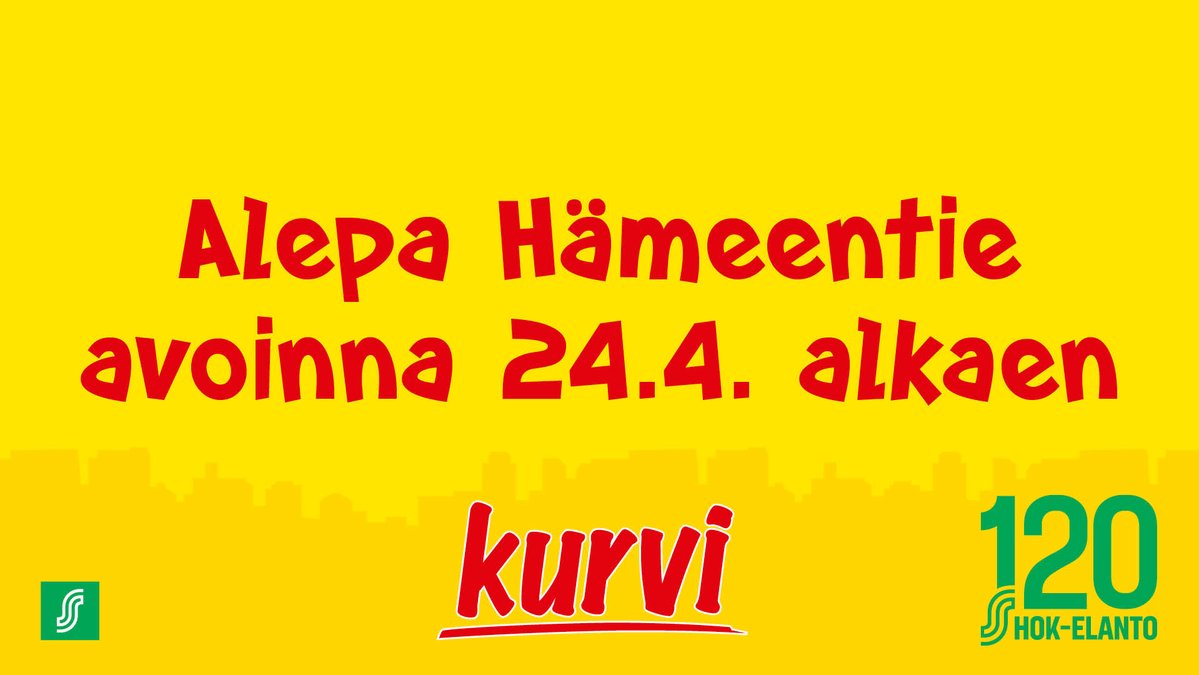HOKElanto's tweet photo. Alepa Hämeentie (Hämeenti. 25) avautuu uudistettuna huomenna 24.4. klo 10. Avajaisten kunniaksi luvassa mm. kakkukahvit ja huikeita avajaistarjouksia. Tervetuloa ostoksille uudistuneeseen korttelikauppaasi!💛 https://t.co/PREK2aSkQY
