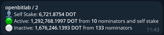 Openbitlab PoS Validator (@openbitlab_node) on Twitter photo 🚀 Just one month since launching our new <a href="/Polkadot/">Polkadot</a> validator, and we've already hit 3M $DOT delegated!
On the path to independence from the DN program - making Polkadot stronger, more resilient and decentralized⛓️
A big thank you to all 143 voters đź«¶
polkadot.subscan.io/account/155qLC… 🚀 Just one month since launching our new <a href="/Polkadot/">Polkadot</a> validator, and we've already hit 3M $DOT delegated!
On the path to independence from the DN program - making Polkadot stronger, more resilient and decentralized⛓️
A big thank you to all 143 voters đź«¶
polkadot.subscan.io/account/155qLC…