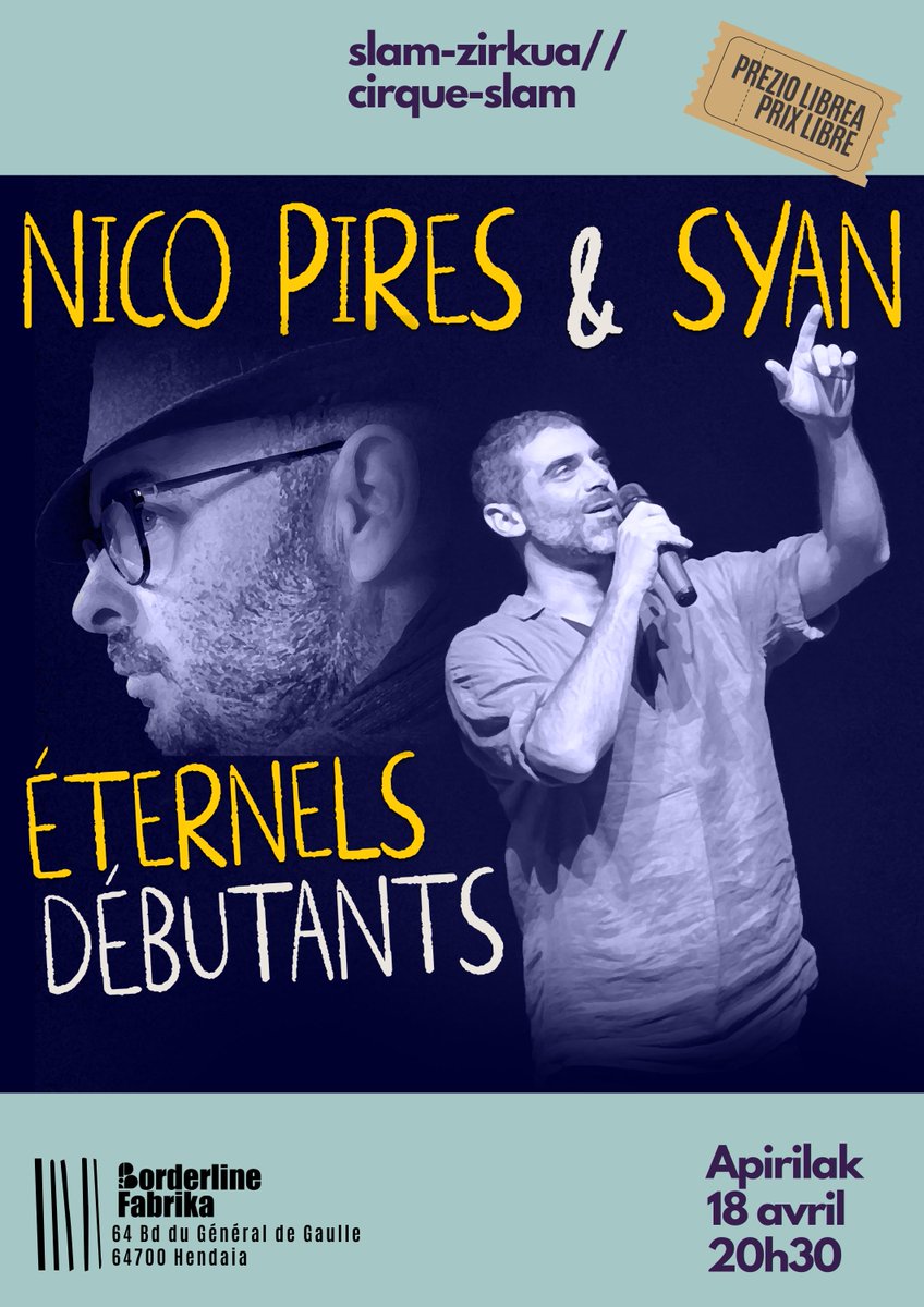 Nico Pires artista portugaldarra Syan musikariarekin Borderlinen izango da, obra hibrido bat eskainiz: zirkua eta slama. Oso ona da, animatu zaitezte!