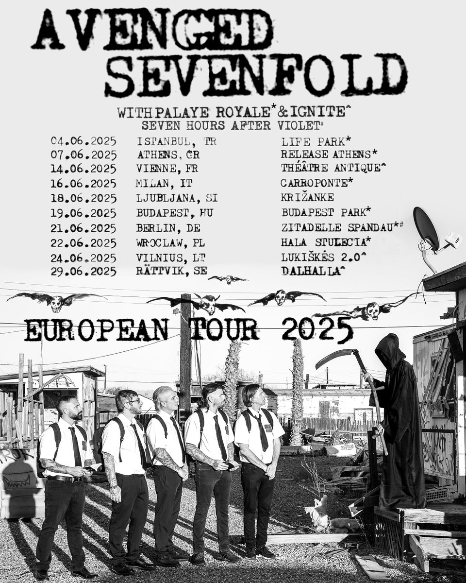 Solo Music Agency (@solomusicagency) on Twitter photo . <a href="/PalayeRoyale/">Palaye Royale</a> announced as support for @theofficiala7x European summer shows in Turkey, Greece, Italy, Hungary, Germany & Poland! . <a href="/PalayeRoyale/">Palaye Royale</a> announced as support for @theofficiala7x European summer shows in Turkey, Greece, Italy, Hungary, Germany & Poland!