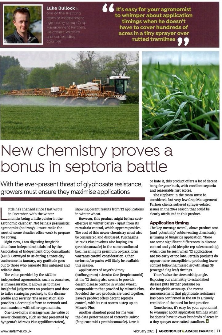 AICC1981's tweet image. #Independent #agronomists, and their farmers, have access to the results of independent AICC field trials of seed varieties and inputs. Luke Bullock from @CMP_agronomy underlines the importance of “this unbiased and reliable data” for new chemistry in Feb's @aafmagazine.