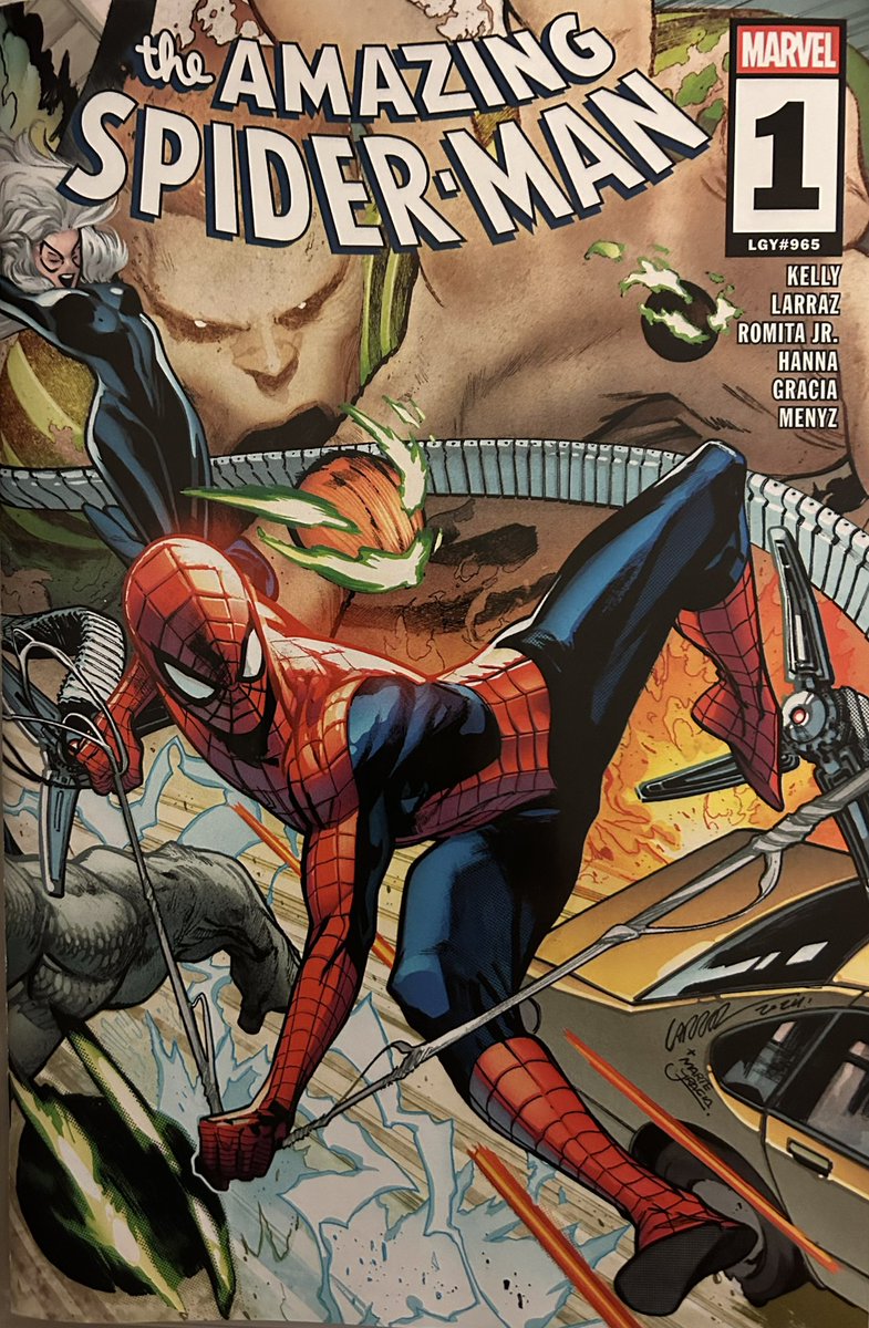 #AmazingSpiderMan #1 by <a href="/thatJoeKelly/">Joe Kelly</a> and <a href="/PepeLarraz/">PepeLarraz</a> Following the events of the previous volume, Peter has lost his job and is looking for gainful employment. Unfortunately the Rhino interrupts his interviews. His tangle with the Rhino leads to a bigger mystery. Recommend.