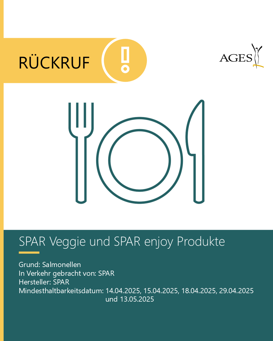 agesnews's tweet photo. RÜCKRUF: Die Firma SPAR ruft mehrere SPAR Veggie und SPAR enjoy Produkte aufgrund von Salmonellen zurück.

Mehr Infos: https://t.co/2nSWPGBT4Z

#lebensmittel #rueckruf #salmonellen https://t.co/C2TfxvO8vZ