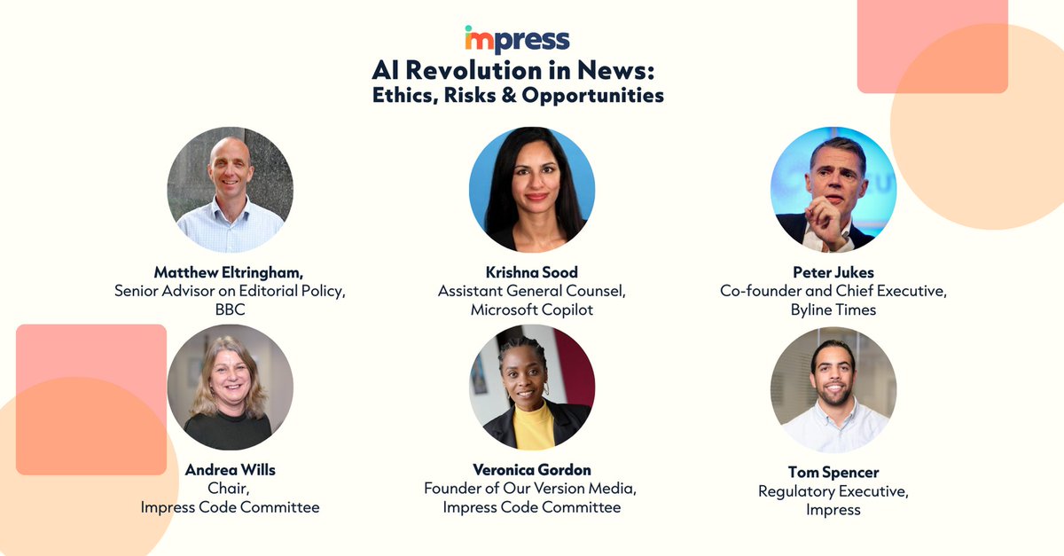 🔥 We are DELIGHTED to confirm our fantastic line-up of speakers for our upcoming webinar AI Revolution in News: Ethics, Risks and Opportunities!

There is still time to book your free place for the webinar on April 29, 11AM - 12PM! Find out more 👉 bit.ly/3DZVoqJ