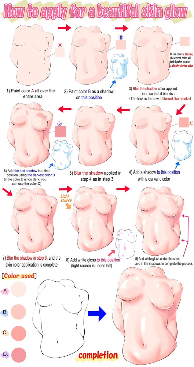 takuya_kakikata's tweet image. Tips on how to paint a glossy torso.