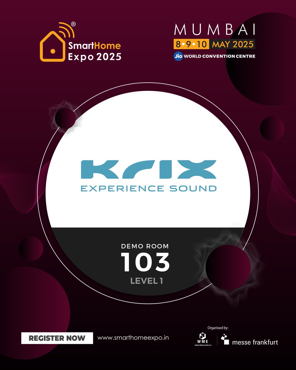 expo_smart's tweet image. We’re excited to welcome Krix to Smart Home Expo 2025 as a Demo Room exhibitor!

📍 Demo Room 103, Level 1
📍 Where: Jio World Convention Centre, Mumbai
📅 When: 8th, 9th, and 10th May 2025

👉 Register now: shorturl.at/7Qb8n

#SmartHomeExpo #Krix #ExperienceSound
