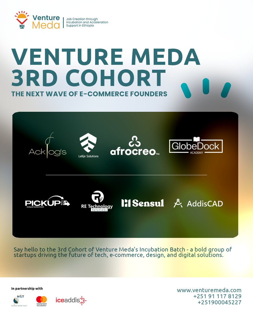 Ethiopia’s innovation ecosystem is thriving, and at the heart of this transformation are the brilliant minds of our startups. From AI-driven tech solutions to sustainable design and digital platforms, Venture Meda startups are pushing boundaries and redefining what’s possible in