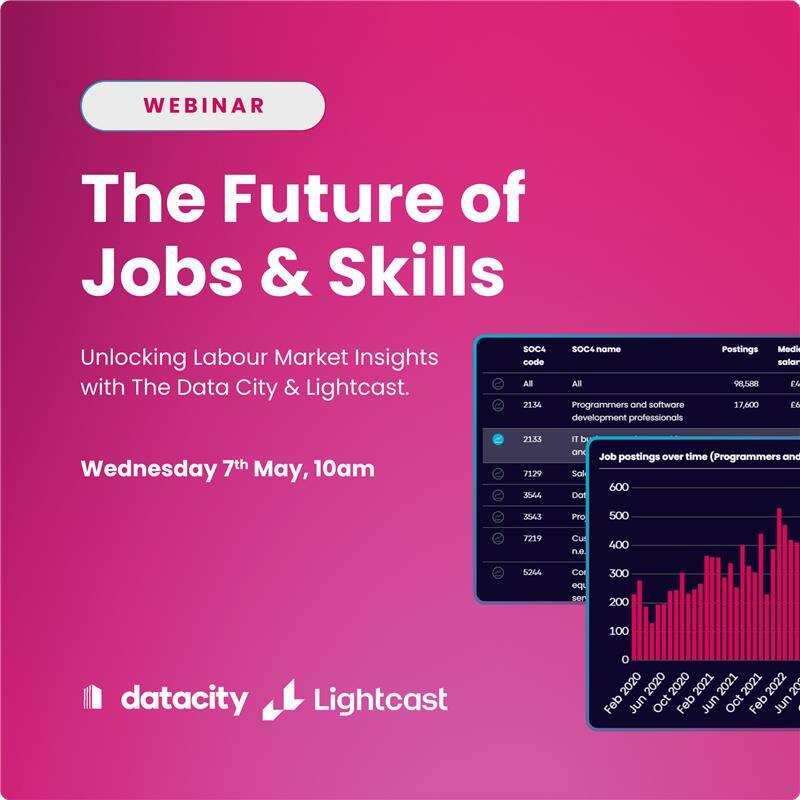Webinar reminder! 🚨 

We're teaming up with <a href="/LightcastData/">Lightcast</a> to show how real-time labour market data is changing the way we think about jobs, skills &amp; industries. 

🗓️ May 7 | 10–11am BST 
 🎤 Speakers from The Data City, Lightcast &amp; <a href="/techUK/">techUK</a> 

hubs.ly/Q03hnktw0