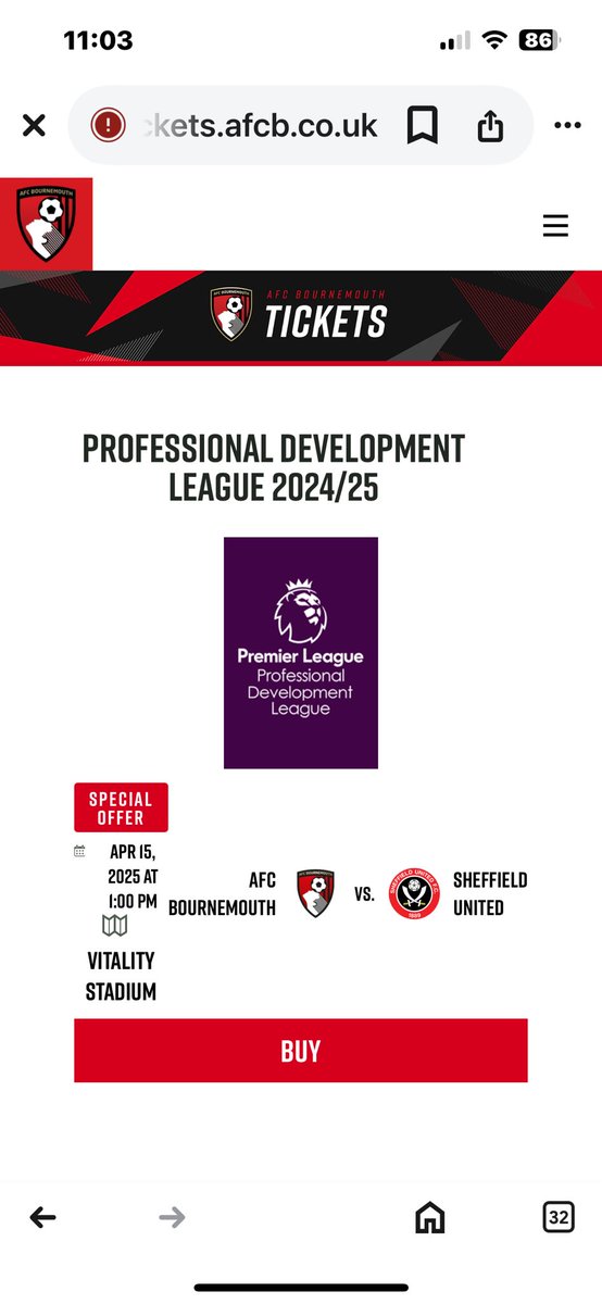 Tickets still available for today’s Development Squad match and you get a point. Come out and support the next generation of players! <a href="/afcbournemouth/">AFC Bournemouth 🍒</a> 🍒🍒🍒 #utciad