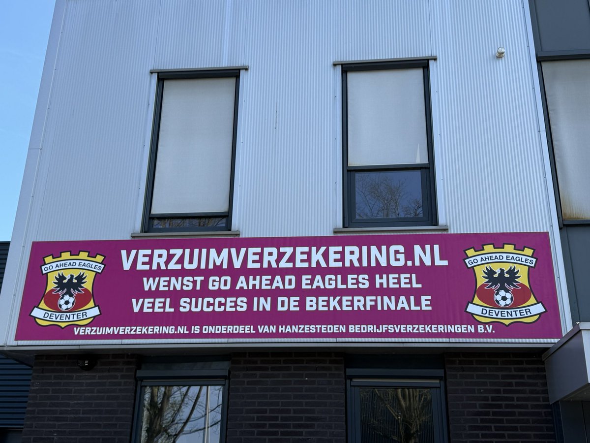 <a href="/HanzeBV/">Hanzesteden</a> wenst <a href="/GAEagles/">Go Ahead Eagles 🦅</a> heel veel succes in de bekerfinale!! Mooie banner van onze website verzuimverzekering.nl
