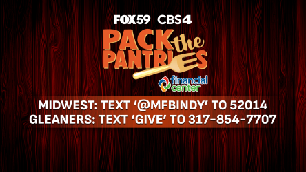 Anna Darling (@annadarlingtv) on Twitter photo Help us pack the pantries today and fight hunger in our community!
Donate to <a href="/MFBIndy/">Midwest Food Bank</a> - TEXT @MFBINDY to 52014.
Donate <a href="/Gleaners/">Gleaners Community Food Bank</a> - TEXT "GIVE" to 317-854-7707.
We have find more info, including drop-off locations for non-perishable food items at FOX59.com/donate. Help us pack the pantries today and fight hunger in our community!
Donate to <a href="/MFBIndy/">Midwest Food Bank</a> - TEXT @MFBINDY to 52014.
Donate <a href="/Gleaners/">Gleaners Community Food Bank</a> - TEXT "GIVE" to 317-854-7707.
We have find more info, including drop-off locations for non-perishable food items at FOX59.com/donate.