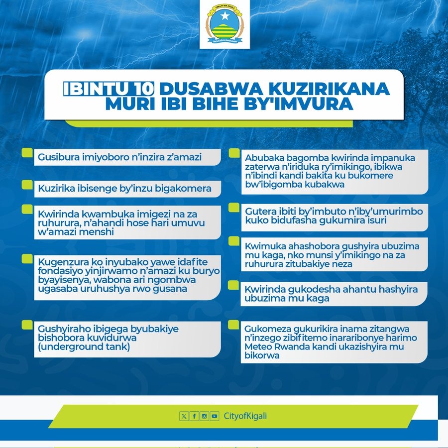 ibintu dukwiye kuzirikana muri iki gihe cy'imvura