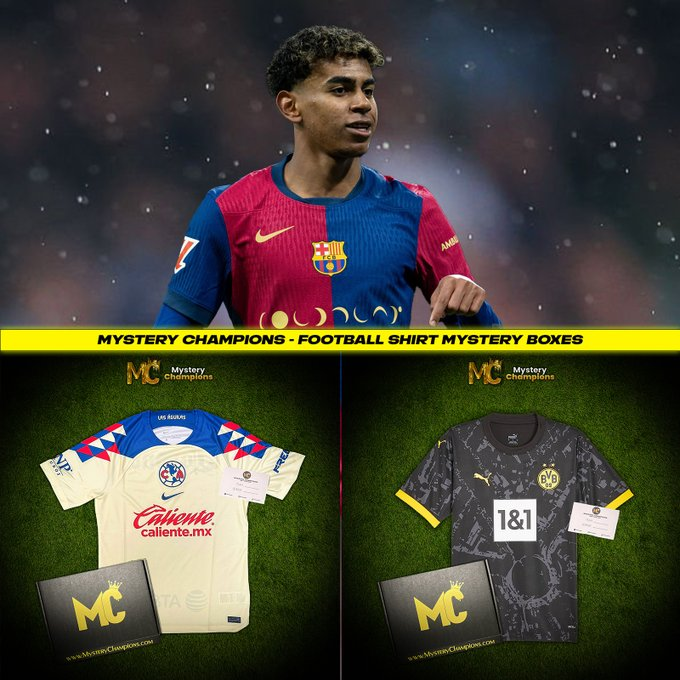 Mystery Champions (@mysterychampion) on Twitter photo If Lamine Yamal ๐ช๐ธ scores ANYTIME tonight weโll giveaway one of our Mystery Football Shirt Boxes ๐ฆ
To enter ๐
- ๐ RT
- ๐ Comment your favourite Team
- โ
Follow us <a href="/MysteryChampion/">Mystery Champions</a>
Good luck champions! ๐ If Lamine Yamal ๐ช๐ธ scores ANYTIME tonight weโll giveaway one of our Mystery Football Shirt Boxes ๐ฆ
To enter ๐
- ๐ RT
- ๐ Comment your favourite Team
- โ
Follow us <a href="/MysteryChampion/">Mystery Champions</a>
Good luck champions! ๐