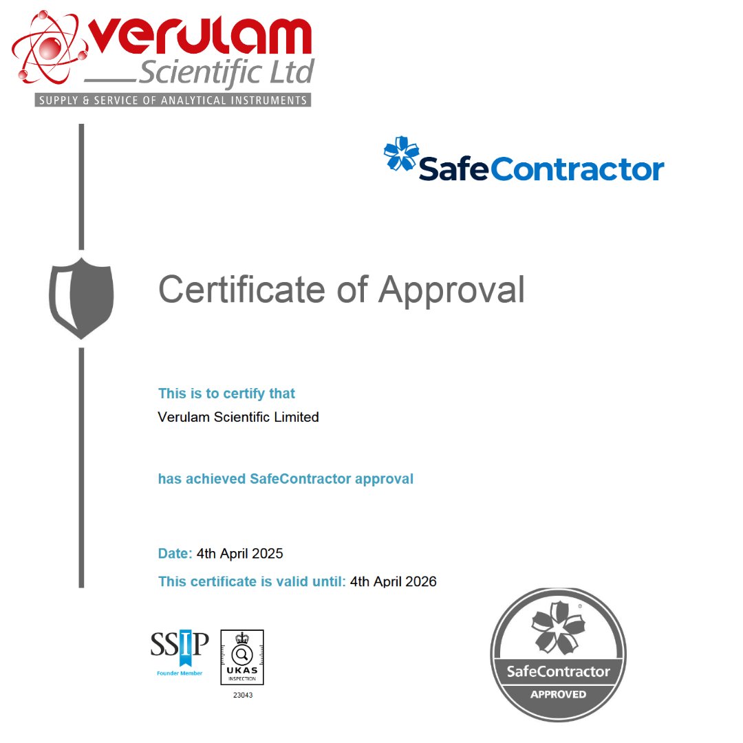 👏👏👏👏 Verulam Scientific have been approved for another year running by Alcumus <a href="/safe_contractor/">Alcumus SafeContractor</a> .

Well done to all the team for their hardwork and dedication. 😁