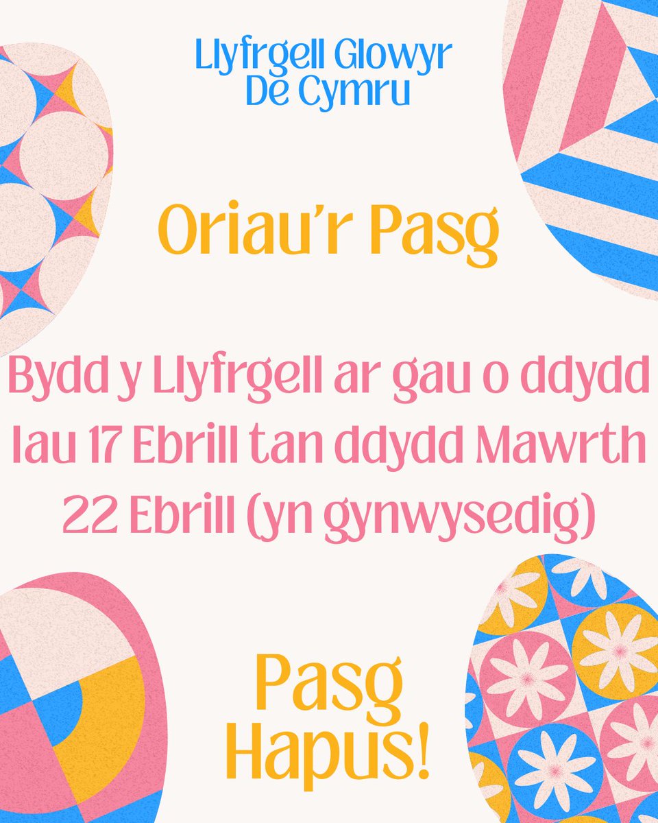 Rydym ar gau dros benwythnos y Pasg - Pasg Hapus pawb!