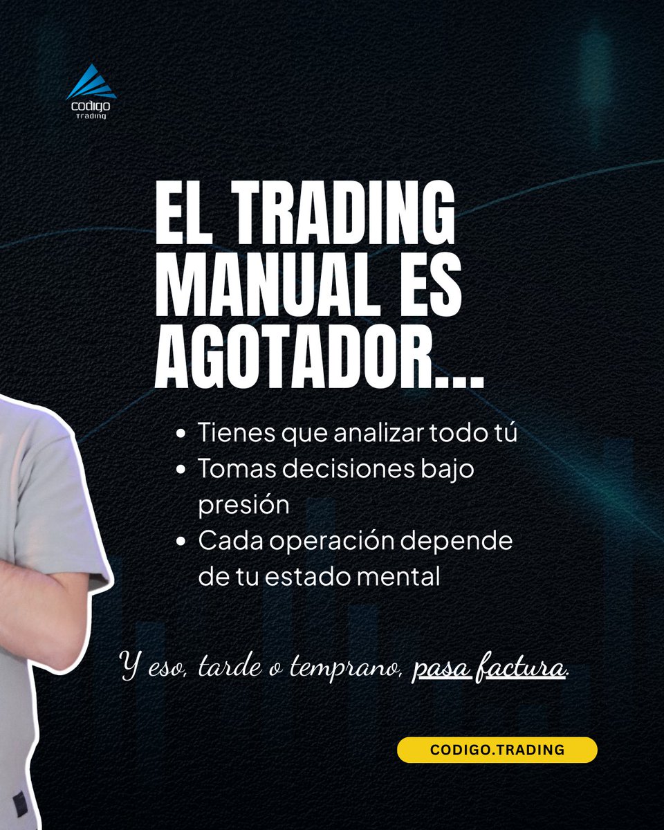 CodigoTrading's tweet image. 😩 El trading manual agota.

💬 Comenta “BOT” y te envío cómo aprender a automatizar

⚠️Advertencia: El trading conlleva alto riesgo de pérdida de capital. La información es solo informativa.

#TradingConIA #BotDeTrading #IAParaTraders #TradingAutomatizado #RobotDeTrading
