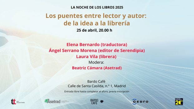 Asetrad_ORG's tweet image. 📚 🌠La Noche de los Libros 2025, en colaboración con @acetraductores
«Los puentes entre lector y autor: de la idea a la librería»
📅 25 de abril a las 20 h
📍 Bardo Café
👁️ Actividad gratuita. Requiere inscripción previa.
👉 eventbrite.es/e/130976930825…