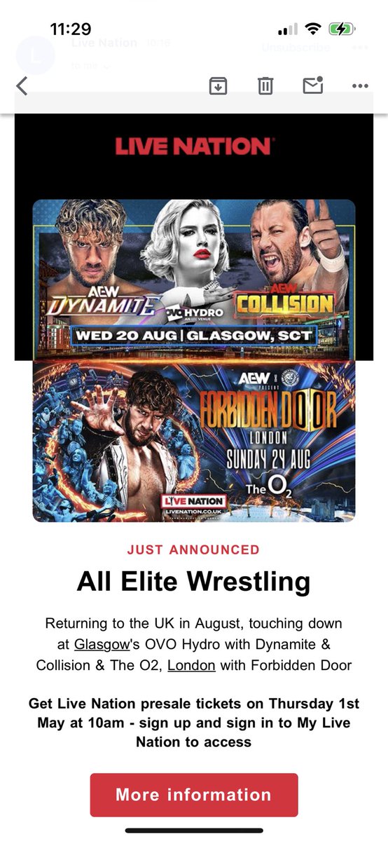 JaneFenwick's tweet photo. When you get this email and wanna cry because you can’t go this year 😭 

#AEW https://t.co/TGvoxDqIz3