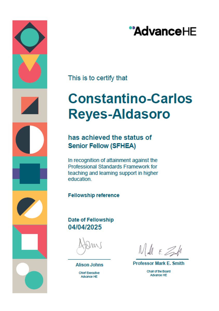 Constantino Carlos Reyes-Aldasoro (@c_reyesaldasoro) on Twitter photo I have now achieved the status of Senior Fellow of the Higher Education Academy! <a href="/CityStGeorges/">City St George's, University of London</a> <a href="/CityStG_SST/">School of Science & Technology</a> <a href="/AdvanceHE/">Advance HE</a> I have now achieved the status of Senior Fellow of the Higher Education Academy! <a href="/CityStGeorges/">City St George's, University of London</a> <a href="/CityStG_SST/">School of Science & Technology</a> <a href="/AdvanceHE/">Advance HE</a>