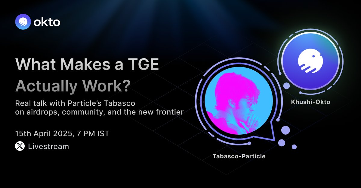 Join us TODAY for "What Makes a TGE Actually Work?"

Livestream with <a href="/TABASCOweb3/">TABASCOweb3</a> from <a href="/ParticleNtwrk/">Particle Network</a> on airdrops, community building, and exploring the new frontier.

Streaming at 7 PM IST on our X channel!