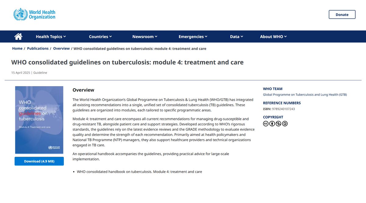 South African Tuberculosis Vaccine Initiative (@satvi_uct) on Twitter photo The <a href="/WHO/">World Health Organization (WHO)</a> have just released the latest consolidated guidelines on tuberculosis treatment and care.
who.int/publications/i… The <a href="/WHO/">World Health Organization (WHO)</a> have just released the latest consolidated guidelines on tuberculosis treatment and care.
who.int/publications/i…
