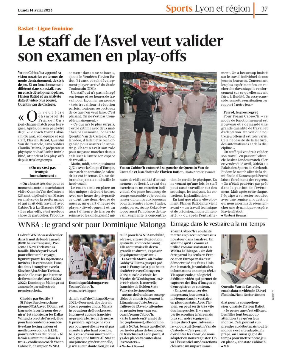 Merci <a href="/leprogreslyon/">Le Progrès Lyon</a> pour la mise en lumière de notre staff chez LDLC Asvel Féminin.
